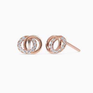 Pendientes de Oro Amarillo Sólido de 14K con Diamantes Cultivados en Laboratorio, Diseño Entrelazado, Joyería Minimalista y Elegante para Mujer, Regalo - Product Image 4