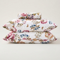 Parure de lit Eden et 2 taies d'oreiller, motif floral moderne, en coton, drap plat 150 fils/cm²