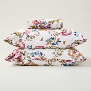 Juego de sábanas Eden y 2 fundas de almohada con estampado floral moderno, sábana plana de algodón de 150 hilos. - Product Image 4