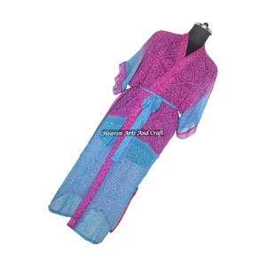 KL008 Winter Autumn Beach Vintage Women's Colorful Floral Print Holiday Boho Loose Long Silk Nightgown Quick Dry - Product Image 4