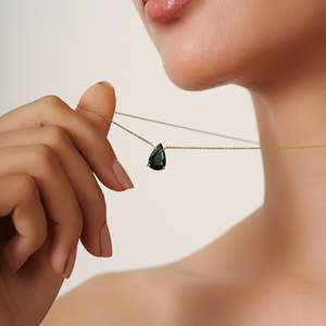 Explore Handmade 12x7.5 mm Pear Shape Black Diamond Solitaire <b>Pendant</b> Necklace Stackable Everyday Wear K14 Yellow <b>Gold</b> Jewelry - Product Image 2