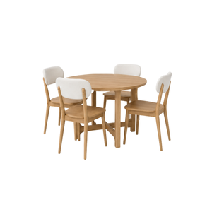 Ensemble de table à manger ronde moderne minimaliste ARTERRA Premium en bois de teck, meubles de salle à manger avec chaises rembourrées pour la maison et l'hôtel - Product Image 1