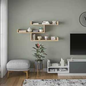 Modern Black Wooden <b>Floating</b> <b>Wall</b> <b>Shelf</b> Single Tier Staggered Mounted Adjustable Storage Flower Pot Living Room Display - Product Image 2