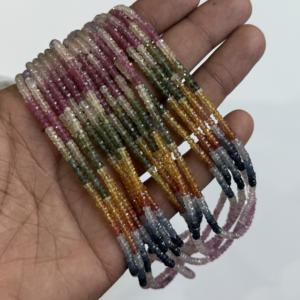 Cuentas facetadas de zafiro natural AAA, cuentas redondas de zafiro arcoíris, hilo de piedras preciosas para la fabricación de joyería, cuentas sueltas al por mayor. - Product Image 5