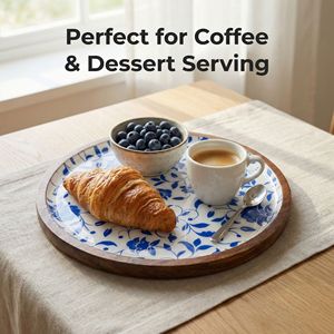 Assiette à dessert moderne en bois d'acacia durable et écologique, personnalisable, compatible lave-vaisselle, pour café, desserts, cuisine, salon, plantes - Product Image 2