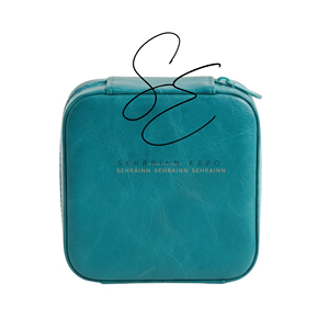 SEHRAINN Turquoise <b>Floral</b> Carved Leather Jewelry <b>Box</b> Velvet Cowboy Hat Design Vintage Portable Vanity Organizer With Mirror - Product Image 4