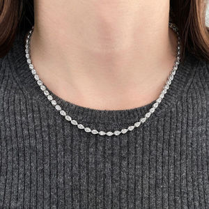 Collier tennis de luxe pour femme avec diamants de laboratoire taille poire, clarté VVS1, sertis clos, en or blanc 14 carats, élégant - Product Image 6