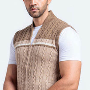 Suéteres casuales de punto con cremallera para hombre, sin mangas, con diseño estampado, en venta. - Product Image 4