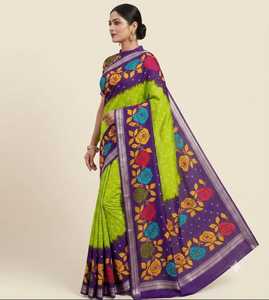 Sari en soie Dola douce imprimé Bandhni avec bordure tissée jacquard - Product Image 2
