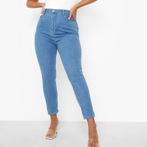 Vente en gros 2025 – Nouveaux jeans skinny décontractés taille haute unis pour femmes, respirants, grandes tailles personnalisées, service OEM - Product Image 6