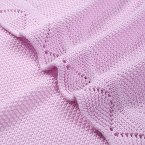 Knitted <b>Throw</b> <b>Blanket</b> Solid Color Rectangular 100% Cotton Folded Simple Style Four Seasons Home Use Lilac - Product Image 5