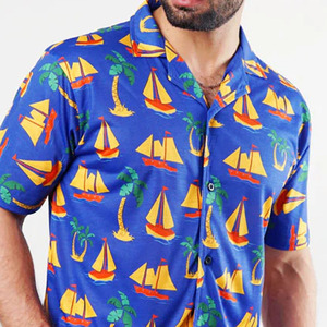 Chemise d'été unie en popeline pour homme, séchage rapide, festival de musique, manches courtes, vacances à la plage, décontractée, impression numérique 3D, respirante - Product Image 2