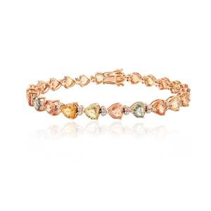 NOVA 14K Heart Shape Multi Sapphire & Diamond Fashion Tennis Bracelet-Daily Wear - Product Image 4