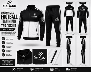 Conjunto Completo de Chándal de Fútbol Personalizado Claw International, Chaqueta Deportiva con Capucha para Invierno, Logotipo Bordado con Cierre - Product Image 3