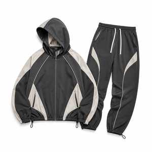 Conjunto de Chaqueta Cortavientos Deportiva Personalizada para Hombre con Bolsillos con Cremallera para Minoristas de Gimnasios, Precio de Fábrica, Etiqueta Privada, Venta al Por Mayor - Product Image 4