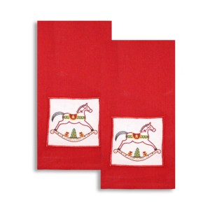 Serviette de cuisine de qualité supérieure avec broderie pour Noël, 100% coton, couleur rouge, pour usage en cuisine. - Product Image 6