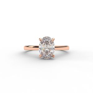 Luxury Women's 14K Solid White / Yellow / Rose Gold Oval White Lab-grown <b>Diamond</b> Ring with IGI Certificate - Product Image 5