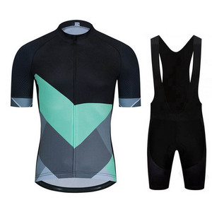 Ensemble de maillot de cyclisme exclusif avec imprimé géométrique et short rembourré pour hommes - Product Image 2