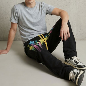 Men's Black High Street Vintage Sweatpants Elastic Waist Casual Joggers Autumn Wear - Product Image 5