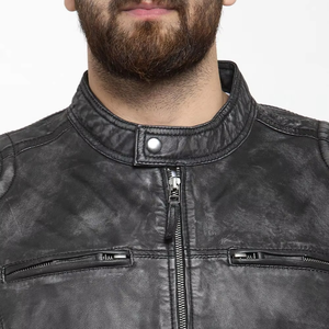 Chaqueta de Cuero Informal con Dos Bolsillos Interiores, Cuello Alto, Diseño Único, Manga Larga, Atuendo Moderno - Product Image 4