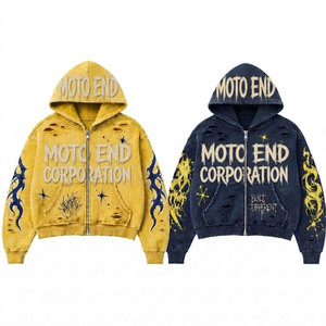 Sudadera con Capucha Oversize Verde Granate para Hombre, Estilo Urbano, de Algodón Afelpado, con Efecto Desgastado y Lavado Ácido, Bordada, para Invierno - Product Image 5