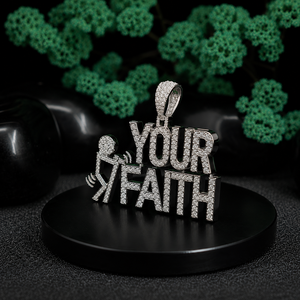 Collier Pendentif Votre Foi en Argent 925, Diamants Sertis, Bijoux Religieux Chrétiens, Style Hip Hop Unisexe - Product Image 5