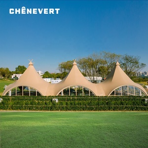 Triplet đôi-đỉnh lều ngoài trời sang trọng vải Safari teepee glamping lều cho nhà hàng và Bar lớn khung teepee glamping - Product Image 2