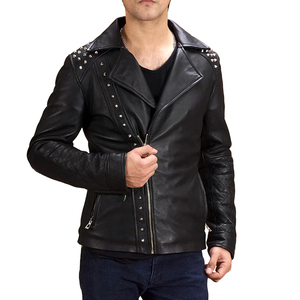 OEM ODM Service Premium Quality New Arrival Trendy Bold Street Style Durable <b>Lightweight</b> Black Studded Leather <b>Jacket</b> For <b>Men</b> - Product Image 1