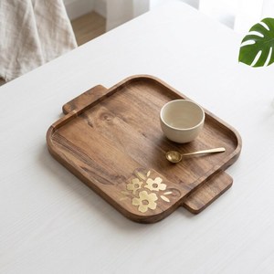 Bandeja de madera rectangular hecha a mano con diseño de flores grabadas, platos de diseño tradicional chino a un precio razonable por UO INDIA. - Product Image 6