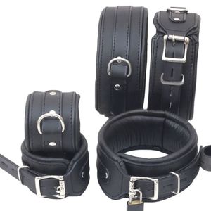 Real Cowhide Leather Manual Instrument Set with Wrist Ankle Neck <b>Restraints</b> for <b>BDSM</b> Bondage Play - Product Image 3