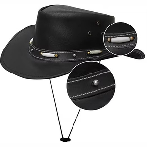 Wholesale Leather Cowboy <b>Hats</b> Custom Made New Design Customized Unisex <b>Western</b> <b>Hats</b> Breathable Premium - Product Image 6