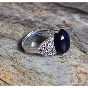 Bague de mode européenne et américaine pour homme, en lapis-lazuli naturel ovale, sertie en argent sterling 925, taille 10 - Product Image 4