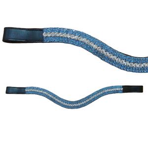Fronture d'équitation en cuir bleu saphir avec logo personnalisé, entièrement ornée de strass, pour l'équitation - Product Image 2