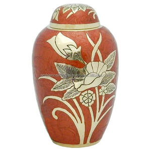 Urna de cremación de latón fundido moderna para hombres y mujeres, soporte para cenizas blancas con adorno dorado, estilo de vida ambiental para mujeres adultas - Product Image 2