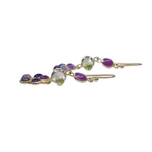 Pendientes de plata de ley 925 chapados en oro con turmalina multicolor y topacio limón para mujer, ideales para bodas. - Product Image 4