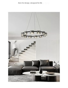 Lustre en verre moderne minimaliste simple ovale LED à intensité variable de luxe pour restaurant salle à manger chambre à coucher - Product Image 2