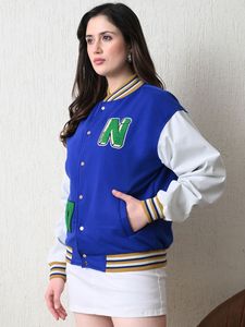 Veste universitaire tendance pour femme, personnalisée, avec boutons-pression, style baseball, bomber, Letterman, style universitaire, streetwear décontracté haut de gamme - Product Image 4