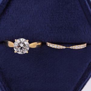 Ensemble de mariage avec diamant de laboratoire de 2 carats, bague de fiançailles solitaire en or jaune 14 carats - Product Image 5