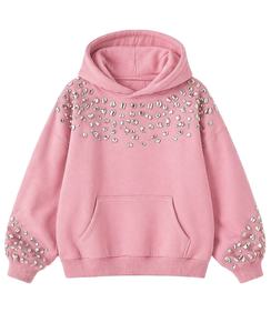 Women Oversized <b>Rhinestone</b> Hoodie Casual Pullover Sweatshirt Long Sleeve With Pocket Fashion Hooded <b>Top</b> - Product Image 5