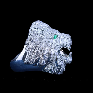 Anillo de Plata 925 con Moissanita y Diamantes Iced Out, Diseño Cara de León, Estilo Hip Hop Bling, Anillo de Declaración, Joyería Estilo Rapero - Product Image 3