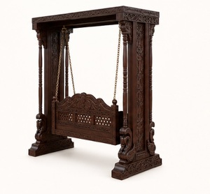Columpio Tradicional de Madera para Sala de Estar, Estilo Moderno, Madera de Teca, Desmontable, Ecológico, Cadenas de Latón, Madera Sólida - Product Image 6