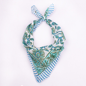 Retro Style Indigo Blue Mulmul Fashion Cotton Bandana Breathable Lightweight Scarf Summer Square Scarf Soft <b>Head</b> <b>Wrap</b> - Product Image 4