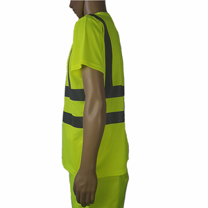 T-shirt réfléchissant haute visibilité à manches courtes, jaune fluorescent, chemise de travail de sécurité avec bandes réfléchissantes pour les travailleurs en extérieur - Product Image 2