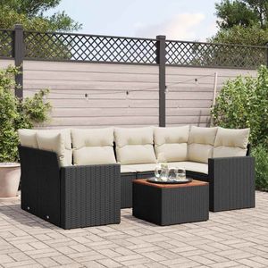 Set divano da giardino con bracciolo regolabile in 7 pezzi in Rattan nero - Product Image 1