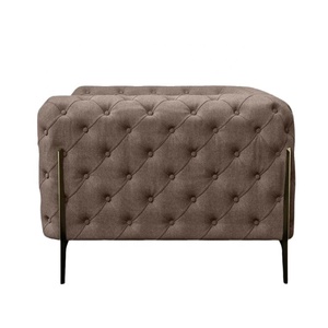 Sofá moderno con mechones Sofá de sala de estar de lujo de dos asientos con patas de acero inoxidable en muebles de metal dorado brillante - Product Image 3