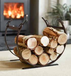 High Quality Custom Metal Firewood Rack/<b>Holder</b> Rectangle Powder Coated Firewood Storage Rack with Wooden Legs - Product Image 2