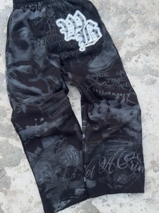 <b>Men</b> Vintage Graphic Print Tracksuit Trousers Elastic Waist Knitted Cotton Jogger <b>Pants</b> Custom Logo - Product Image 4