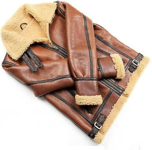 Vente Flash 2026 – Manteau en Cuir de Mouton Véritable Surdimensionné pour Blousons Aviateur, avec Fermeture Éclair en Soie Rayée, Idéal Printemps-Hiver - Product Image 1