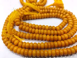Cuentas de cuarzo mostaza amarillo natural, lisas, de 8 mm, en forma de rondel. - Product Image 2