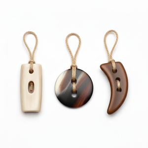 Breloques artisanales en corne de buffle polies, formes rectangulaire, circulaire et croissant, rustiques, écologiques, pour décoration intérieure, artisanat naturel, avec fermoir - Product Image 1